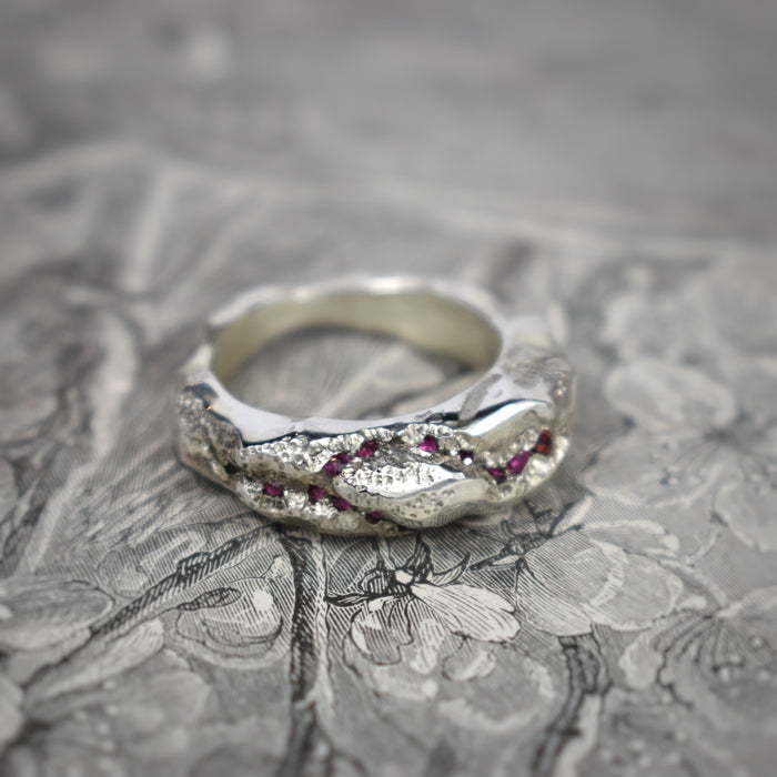 Ruby carved ‘Igneous’ ring