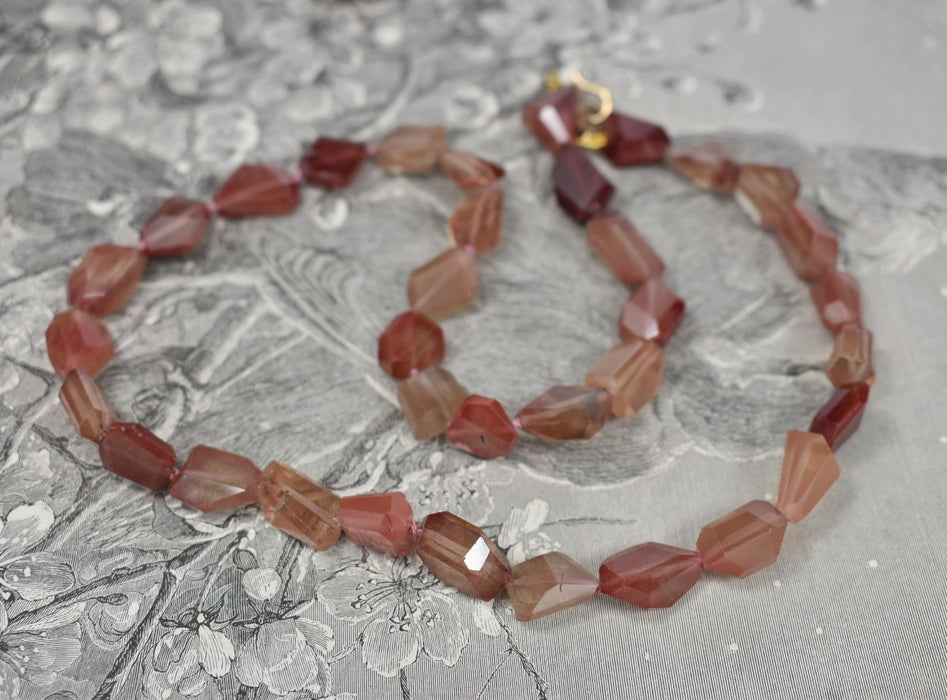 Andesine labradorite and gold necklace