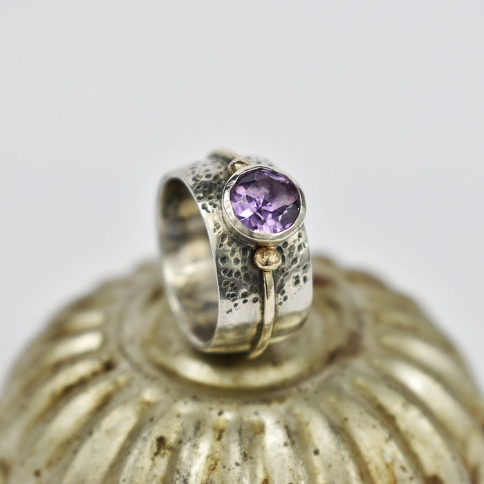 Amethyst, sterling and gold ring