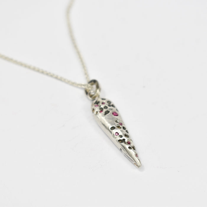 Ruby and sterling pendulum necklace