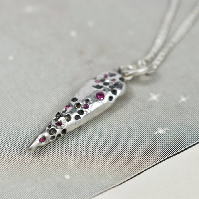 Ruby and sterling pendulum necklace