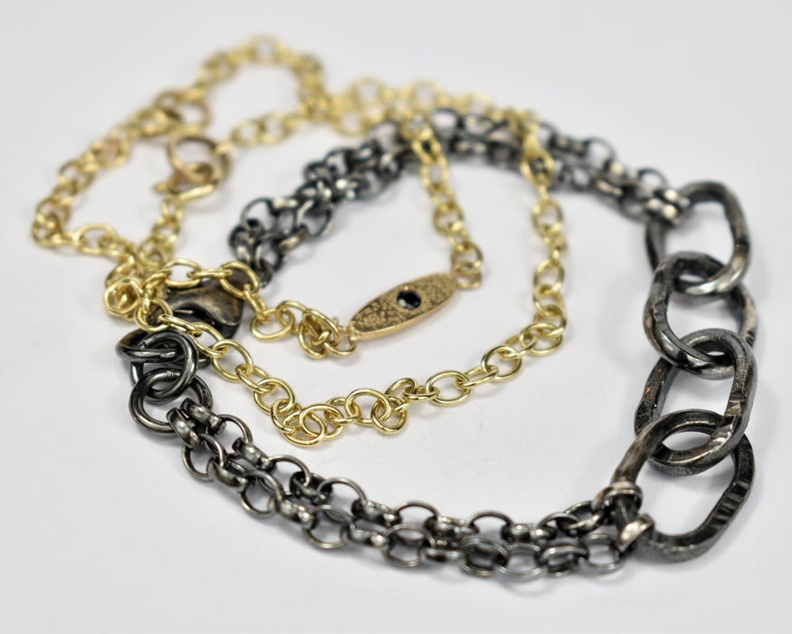 Heavy oxidised sterling double chain