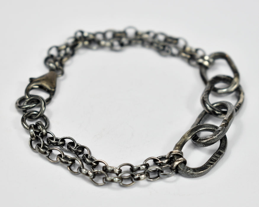 Heavy oxidised sterling double chain