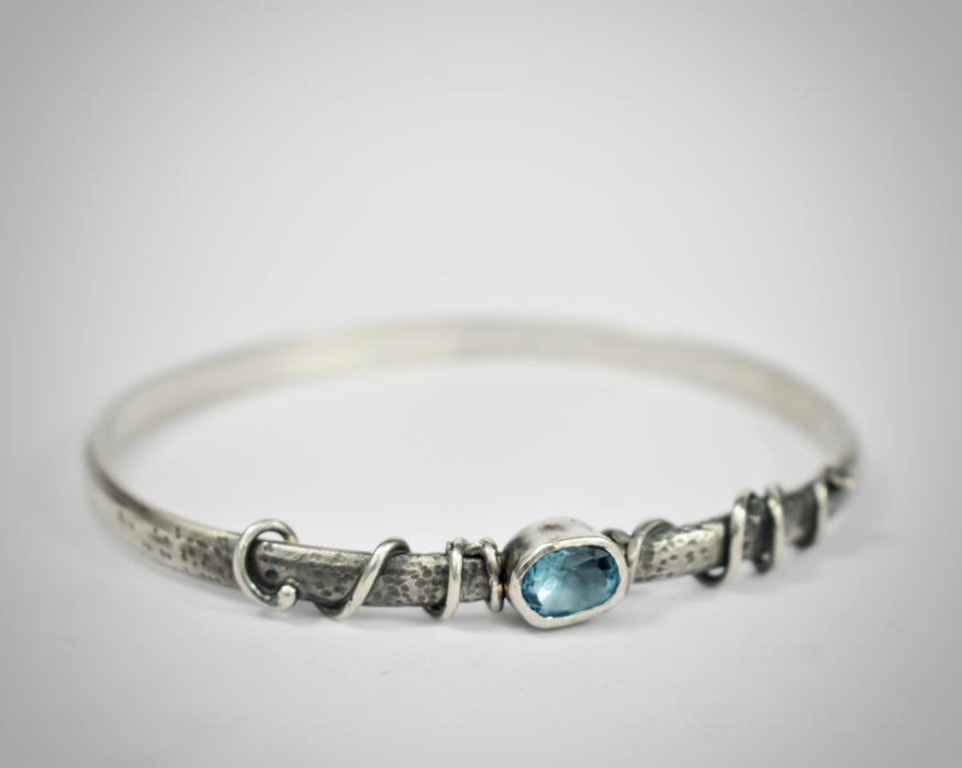 Blue topaz and silver vine bangle