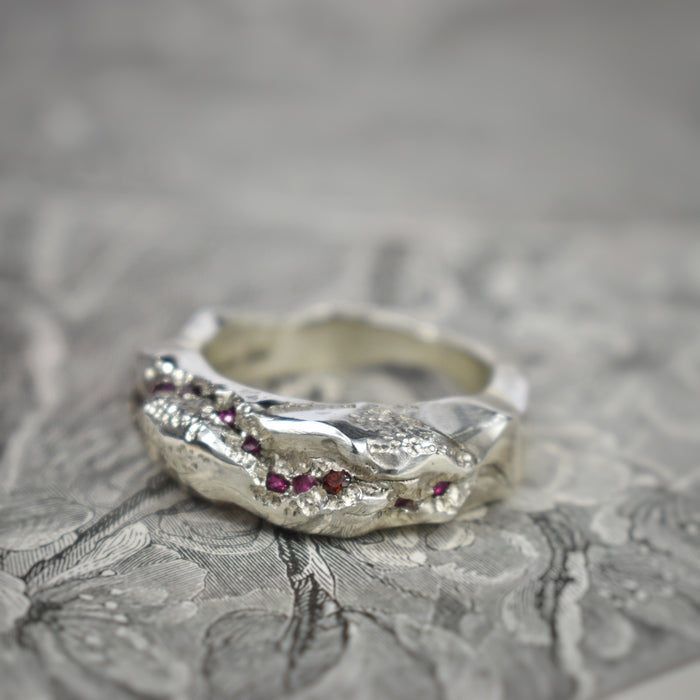 Ruby carved ‘Igneous’ ring