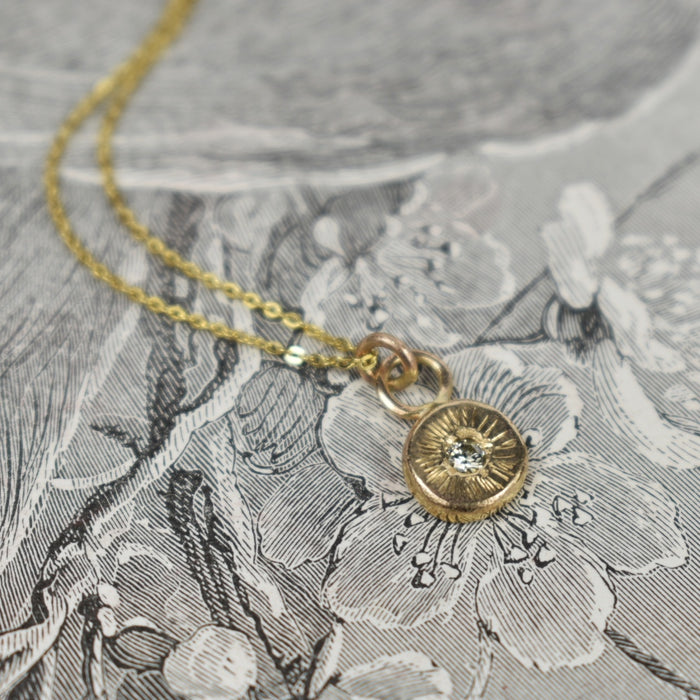 Diamond and gold circle pendant