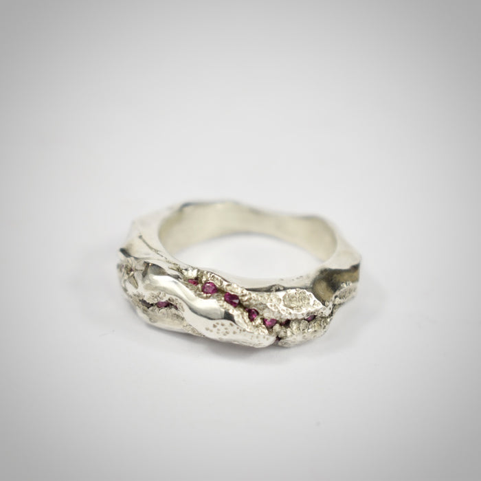 Ruby carved ‘Igneous’ ring