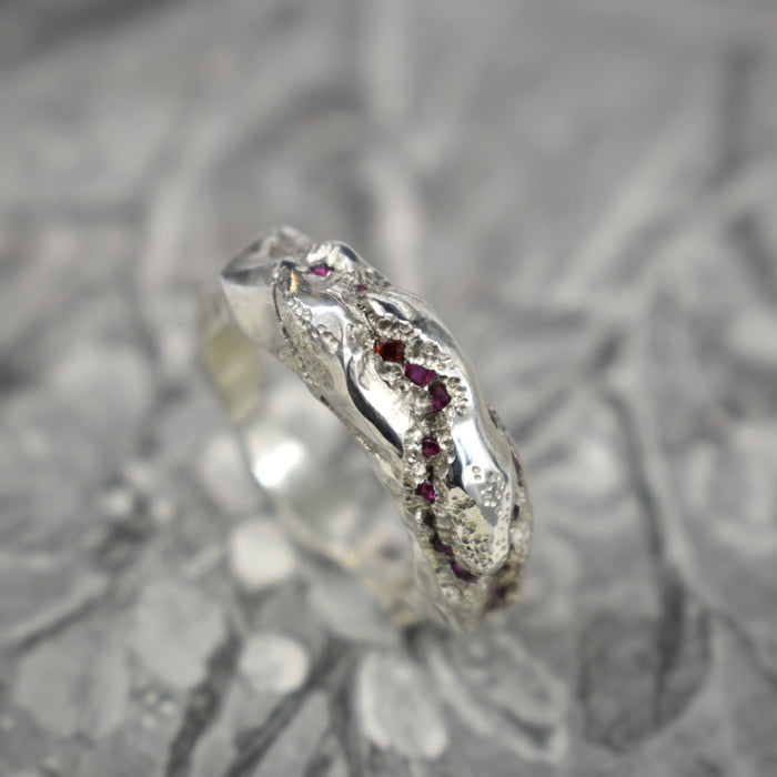 Ruby carved ‘Igneous’ ring