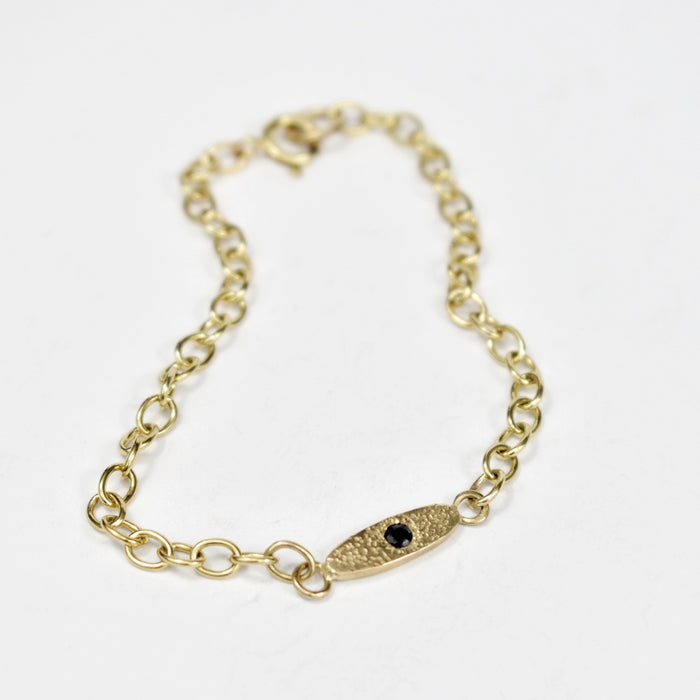 Sapphire and gold chain bracelet